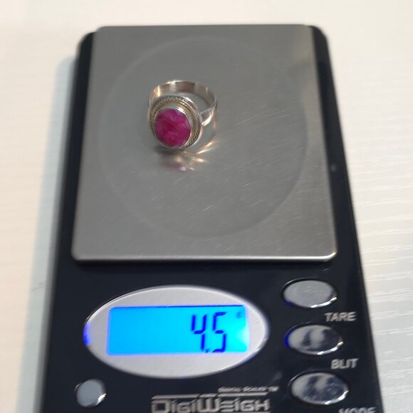 Size 7 Sterling Silver Faceted Rough Ruby Stone Ring A474 - Picture 8 of 8